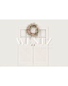 Photography Background in Fabric White Door With Flower Wreath / Backdrop 2226