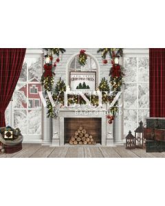 Photography Background in Fabric Christmas Farmhouse 300 cm W x 400 cm H / Backdrop 2306