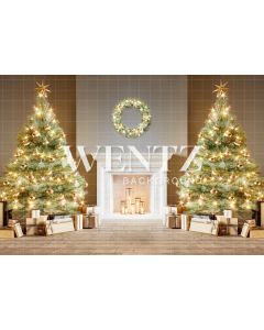 Photography Background in Fabric Golden Christmas Room / Backdrop 2321