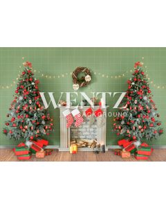 Photography Background in Fabric Green Christmas Room / Backdrop 2332