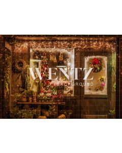 Photography Background in Fabric Christmas Facade and Door / Backdrop 2402