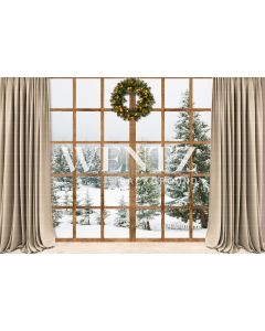 Photography Background in Fabric Christmas Room with Door / Backdrop 2461