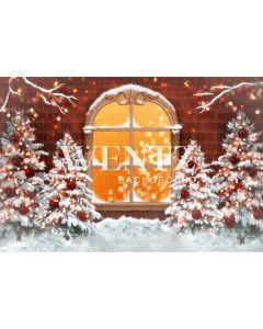 Photography Background in Fabric Christmas Window / Backdrop 2467