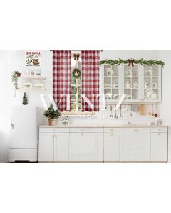 Photography Background in Fabric Christmas Kitchen / Backdrop 2495
