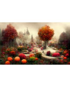 Photography Background in Fabric Autumn Fairy Tale Garden / Backdrop 2522
