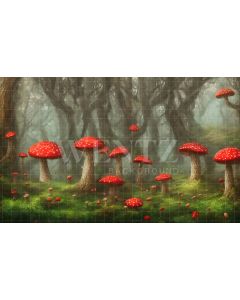 Photography Background in Fabric Forest with Mushrooms / Backdrop 2525