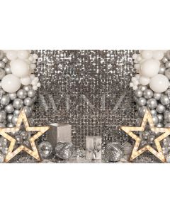 Photography Background in Fabric New Year Balloon and Stars / Backdrop 2359