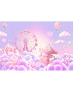 Photography Background in Fabric Candy Amusement Park / Backdrop 2550