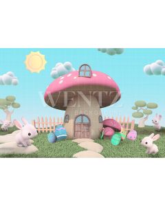 Photography Background in Fabric Easter Bunny House / Backdrop 2587