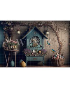 Photography Background in Fabric Easter Scenery with Birds / Backdrop 2628