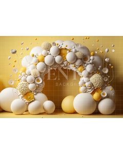 Photography Background in Fabric Cake Smash Yellow and White / Backdrop 2640