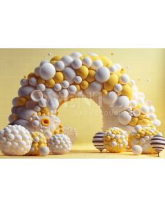 Photography Background in Fabric Cake Smash White and Yellow / Backdrop 2641