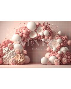 Photography Background in Fabric Cake Smash Pink with Flowers / Backdrop 2646