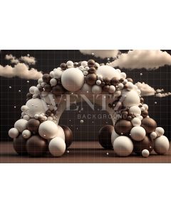 Photography Background in Fabric Cake Smash Brown with Clouds / Backdrop 2648