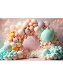 Photography Background in Fabric Cake Smash Colorful with Clouds / Backdrop 2649
