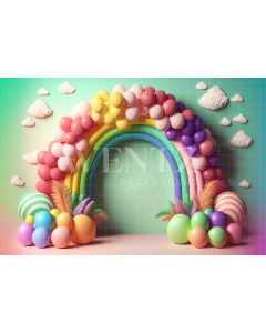 Photography Background in Fabric Cake Smash Rainbow with Clouds / Backdrop 2654