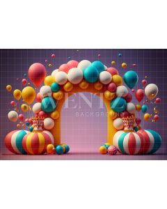 Photography Background in Fabric Cake Smash Circus with Balloons / Backdrop 2670