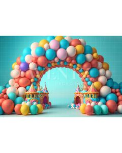 Photography Background in Fabric Cake Smash Circus with Tents / Backdrop 2687