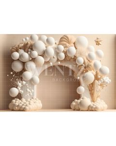 Photography Background in Fabric Cake Smash White and Beige / Backdrop 2688