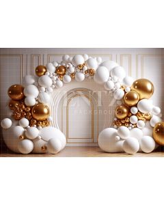Photography Background in Fabric Cake Smash White and Golden / Backdrop 2689
