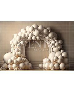 Photography Background in Fabric Cake Smash Arch with White Balloons / Backdrop 2694