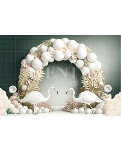 Photography Background in Fabric Cake Smash Flamingos / Backdrop 2697