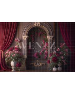 Photography Background in Fabric Marsala Scenery with Roses / Backdrop 2706