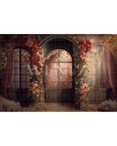 Photography Background in Fabric Floral Scenery with Curtains / Backdrop 2748