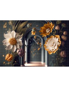 Photography Background in Fabric Scenery Arch with Flowers / Backdrop 2768