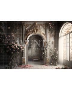 Photography Background in Fabric Mother's Day Gray Room with Flowers / Backdrop 2777