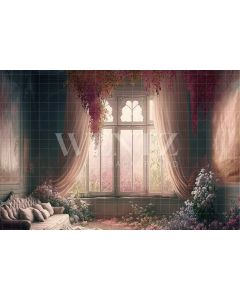 Photography Background in Fabric Flowery Room with Couch / Backdrop 2804