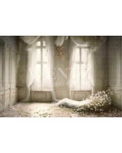 Photography Background in Fabric White Room with Flowers / Backdrop 2805