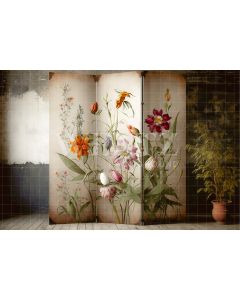 Photography Background in Fabric Mother's Day Dressing Screen with Flowers / Backdrop 2808