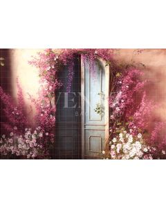 Photography Background in Fabric Scenery with Flower Door / Backdrop 2812