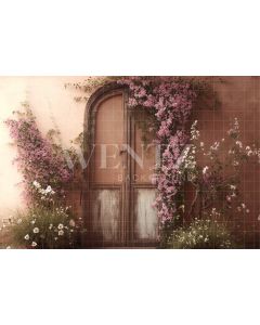 Photography Background in Fabric Set Door and Flowers / Backdrop 2814