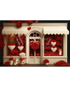 Photography Background in Fabric Shop with Red Roses / Backdrop 2838