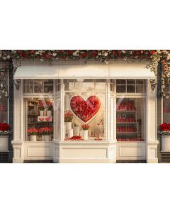 Photography Background in Fabric Shop Window with Flowers / Backdrop 2851