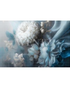 Photography Background in Fabric Blue Floral / Backdrop 2904