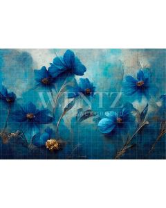 Photography Background in Fabric Blue Floral / Backdrop 2911