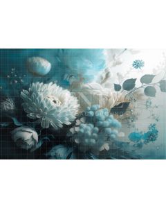 Photography Background in Fabric Blue Floral / Backdrop 2913