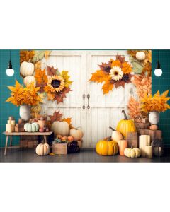 Photography Background in Fabric Fall Scenery with Door / Backdrop 2928