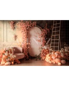 Photography Background in Fabric Fall Scenery with Flowers / Backdrop 2937