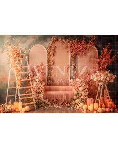 Photography Background in Fabric Fall Scenery with Flowers / Backdrop 2939
