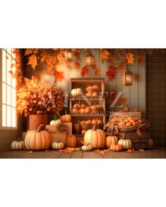 Photography Background in Fabric Fall Scenery with Pumpkins / Backdrop 2944