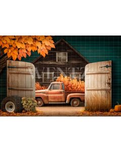 Photography Background in Fabric Fall Farm with Car / Backdrop 2945