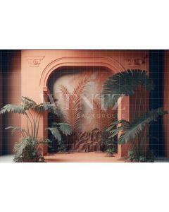 Photography Background in Fabric Nature Terracotta Scenery with Plants / Backdrop 2954