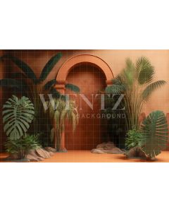 Photography Background in Fabric Nature Terracotta Scenery with Plants / Backdrop 2955