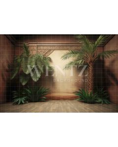 Photography Background in Fabric Nature Brown Scenery with Plants / Backdrop 2959