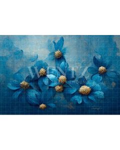 Photography Background in Fabric Blue Floral / Backdrop 2983
