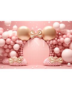 Photography Background in Fabric Cake Smash Pink with Bows / Backdrop 2985